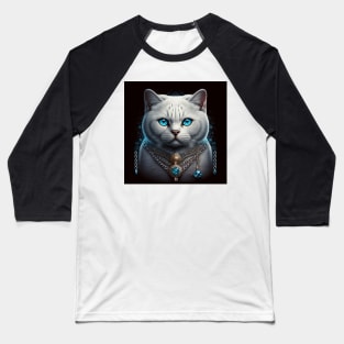 Majestic White British Shorthair Baseball T-Shirt